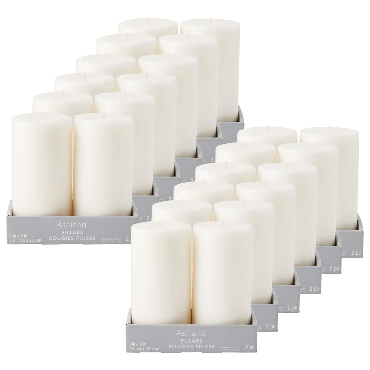 12 Packs: 2 ct. (24 total) White Pillar Candle Pair by Ashland®